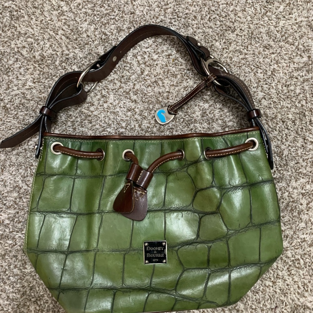 Dooney & Bourke Green Croc-Embossed Shoulder Bag